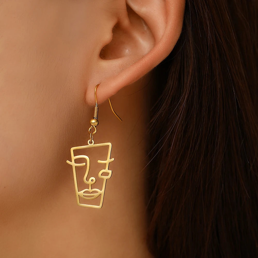 Trendy Irregular Face Statue Earrings Women Statement Fashion Jewelry