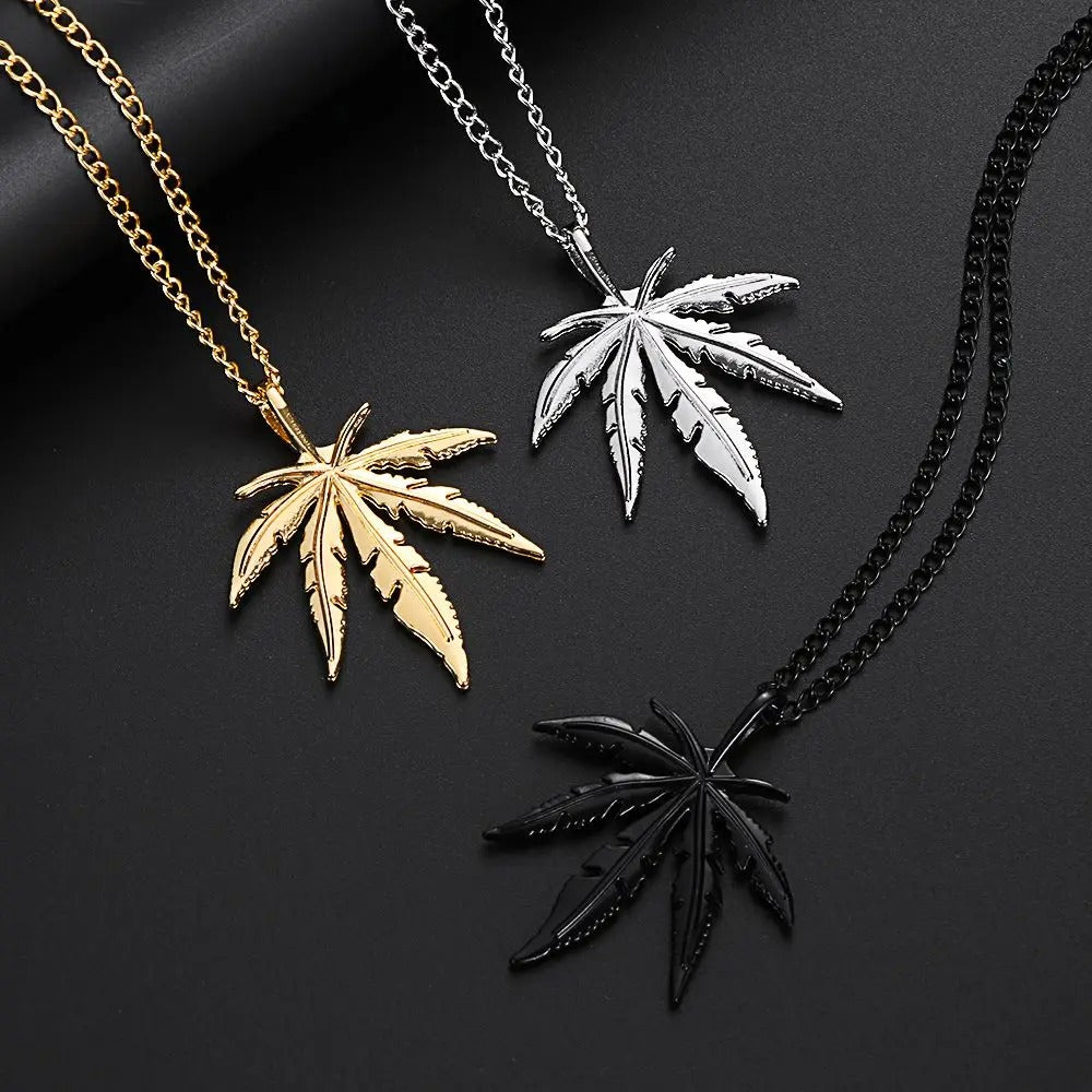 Maple Leaf Necklace Leaf Pendant Charm Chain Necklace Men Gift Jewelry Necklace Hip Hop Jewelry Gift