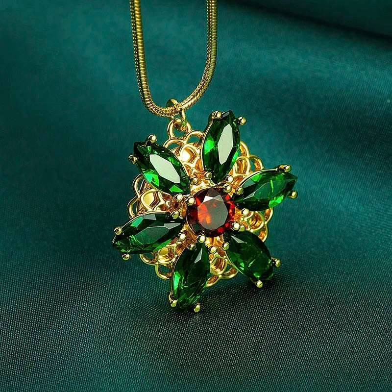 NecklaceTogether In Paris Emerald Stone Flower Necklace Lost Princess Inspired Pendant Necklace for Women
