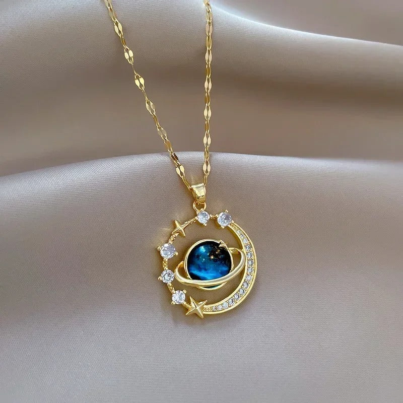 Delicate Starry Pendant Necklace for Women – Micro Inlaid Zircon Luxury Collares Jewelry Gift
