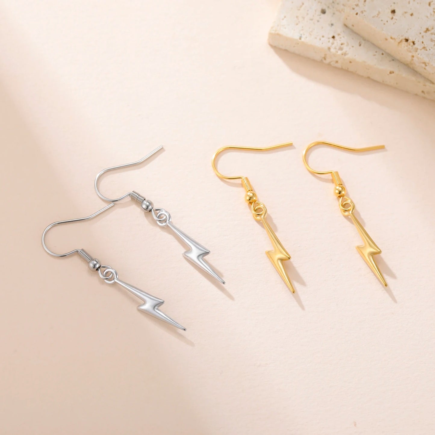 Punk Lightning Stainless Steel Earrings for Women Cool Street Jewelry Gift
