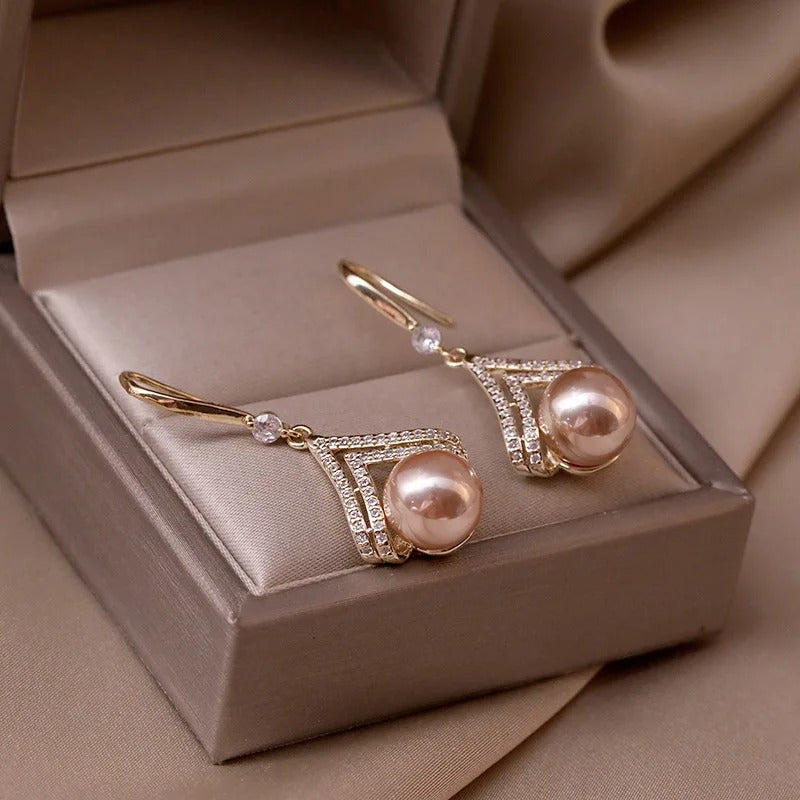 Luxury Pearl Dangle Earrings for Women Wedding Party