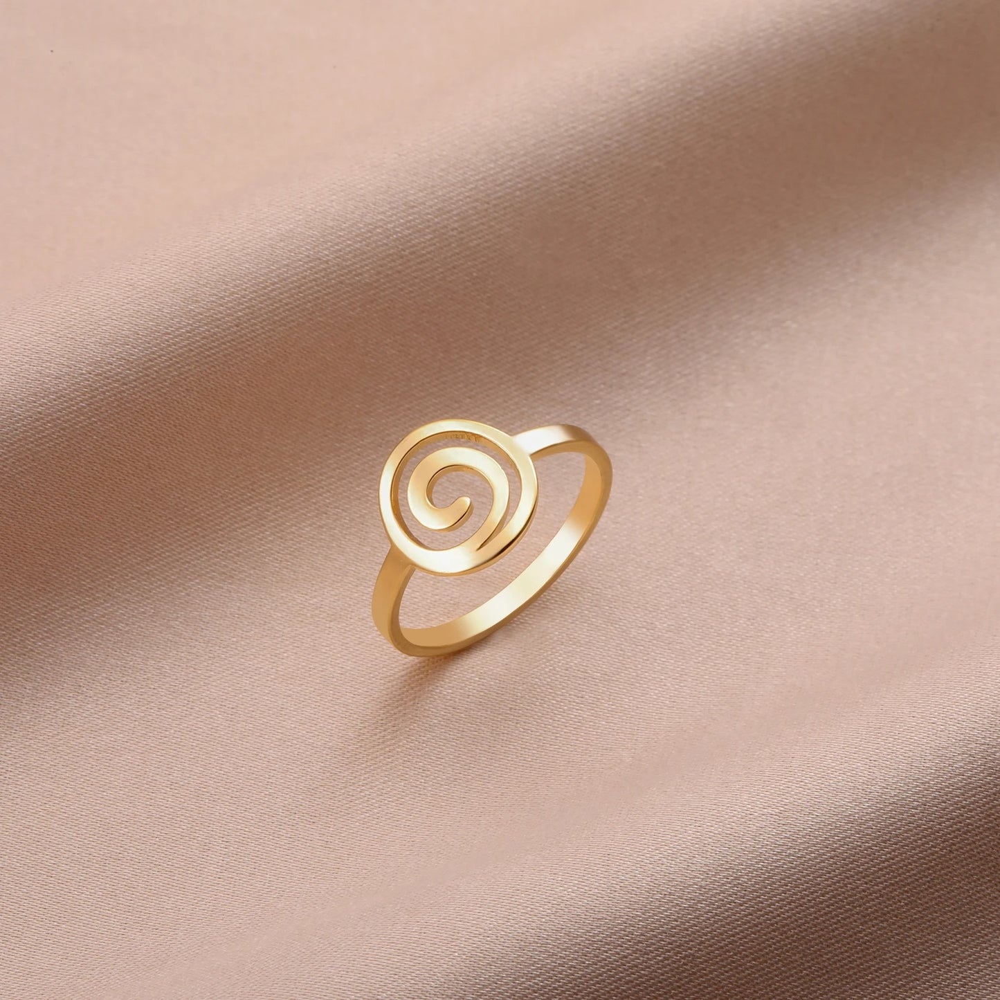Skyrim Spiral Curl Ring Minimalist Stainless Steel Circle Design for Women’s Fashion & Birthday Jewelry Gift