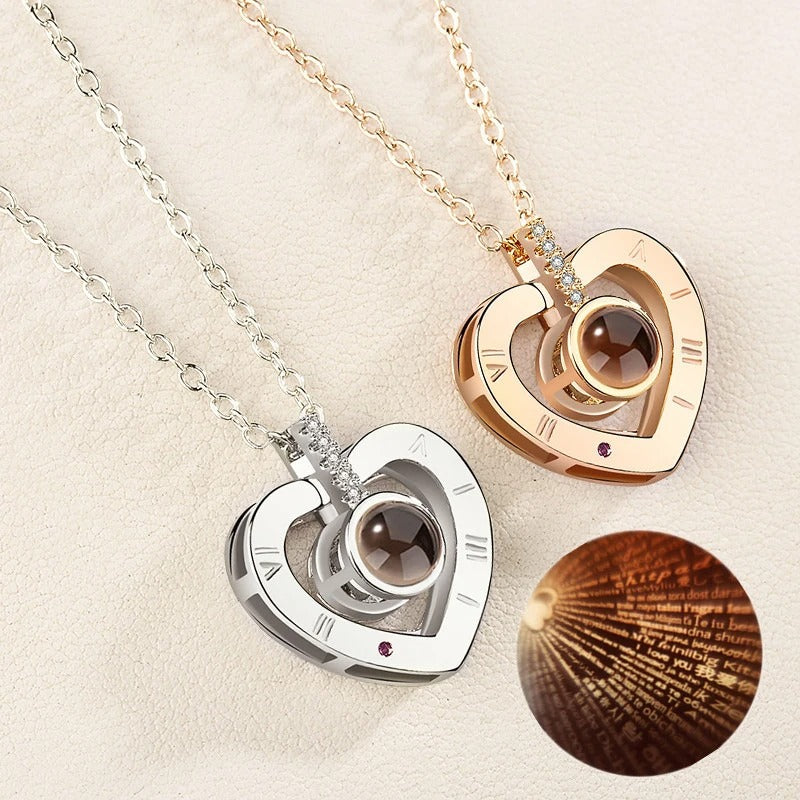 2025 New Romantic Love Memory Wedding Rose Gold & Silver Color Pendant Necklace Gifts