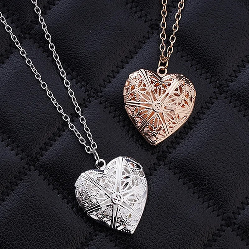 Hollow Heart Pendant Necklace for Women Geometric Charm Love Chain Clavicle Jewelry Statement Christmas Gift