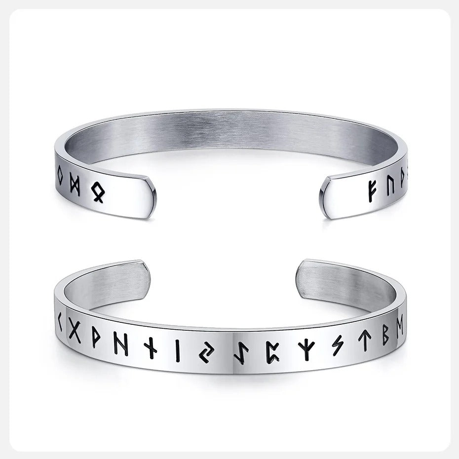 Viking Bracelets for Men Nordic Viking Rune Letters Amulet Cuff Bangle Vintage Punk Rock Boy Wristband