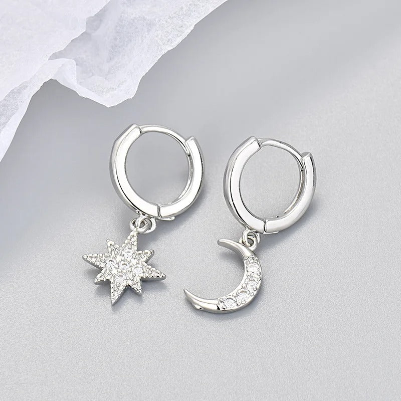 Europe Double Layered Zircon Hoop Earrings For Women Gold Silver Color Personality Punk Earring Party Jewelry Gifts