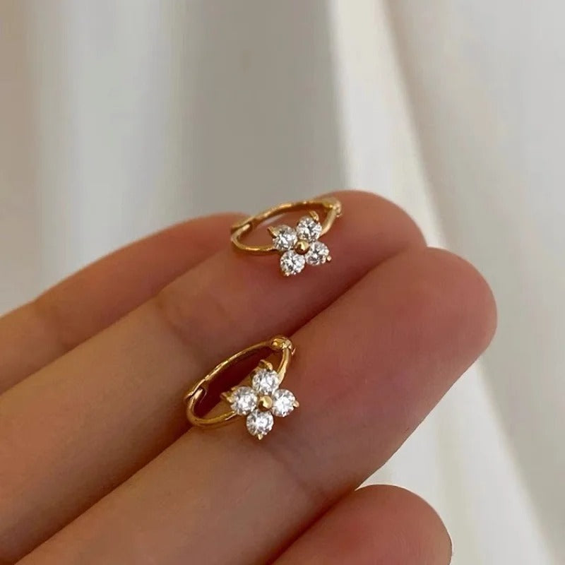 Silver Needle Simple Shiny Zircon Earrings Gold Plating Jewelry Crystal Stud Earrings Women.