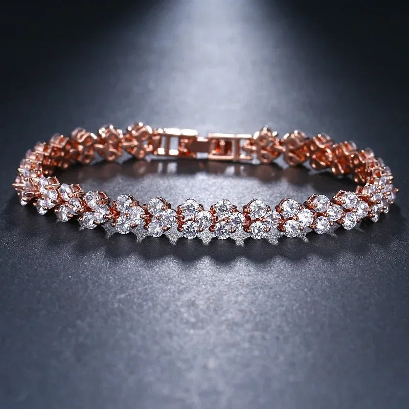 Cubic Zirconia Tennis Bracelet Gold Silver Women Chain Jewelry