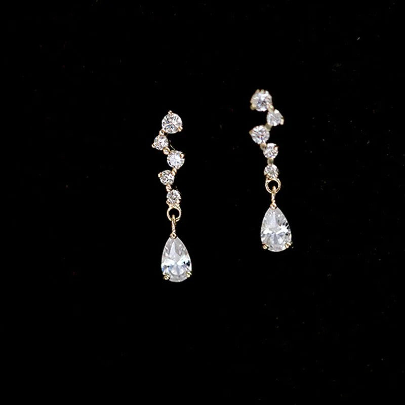 Silver Needle Simple Shiny Zircon Earrings Gold Plating Jewelry Crystal Stud Earrings Women.