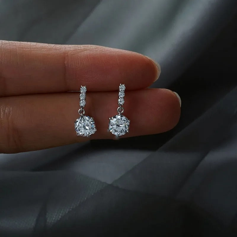 Silver Needle Simple Shiny Zircon Earrings Gold Plating Jewelry Crystal Stud Earrings Women.