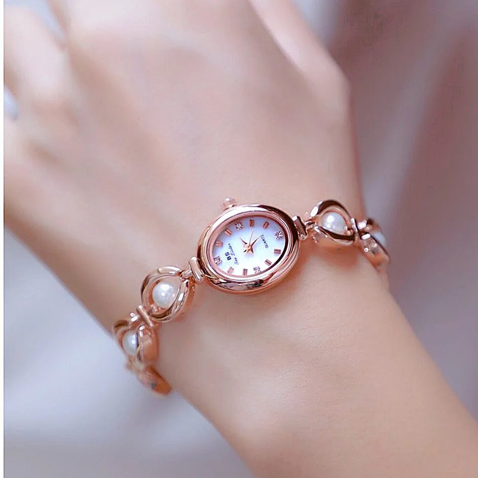 UTHAI Women's Watch Brand Japanese Style Light Luxury Simple Pearl Bracelet Jewelry Waterproof Female Fashion Clock Watches Gift