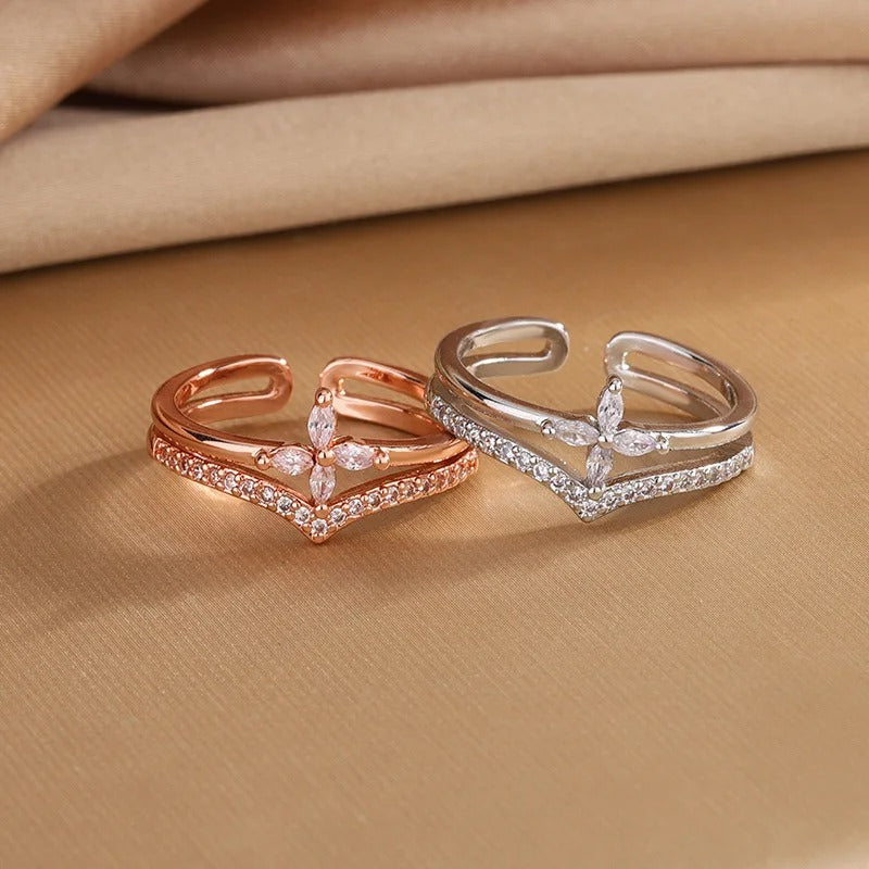 925 Sterling Silver Flower Zircon Wedding Rings For Women Couple Elegant Luxury Jewelry Wedding Argent 925 Jewelry