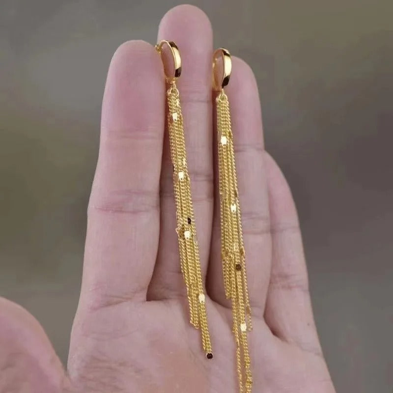 Trendy Gold Tassel Drop Earrings Geometric Jewelry Women