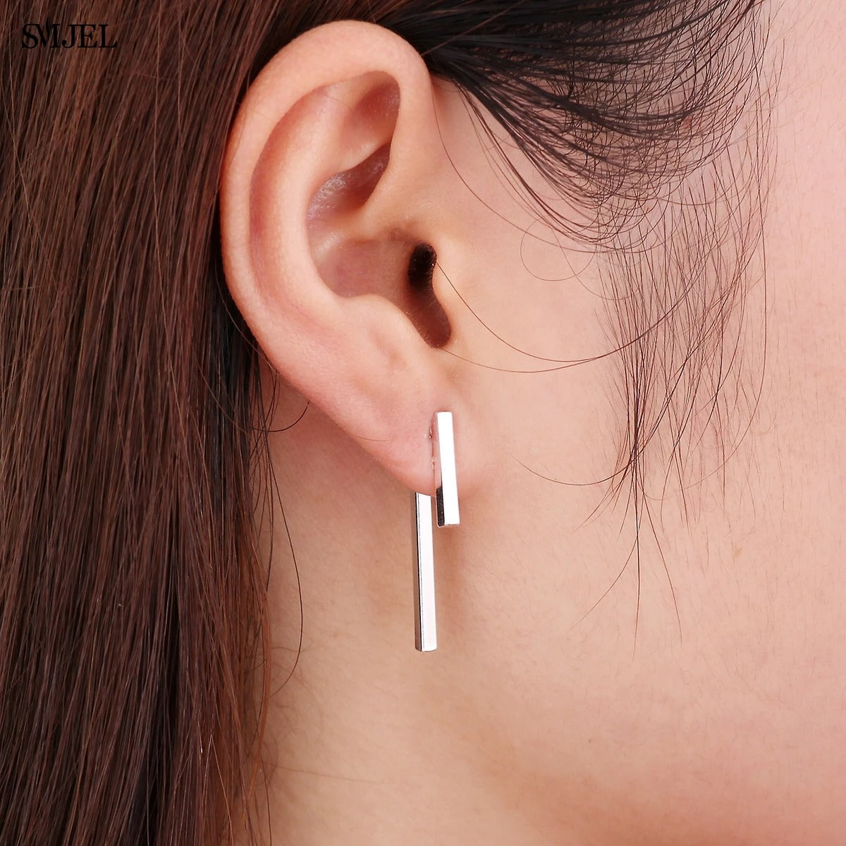 SMJEL 2025 New Fashion Simple T Bar Drop Earring for Women Geometric Ear Jacket Earrings Wedding Gifts S140