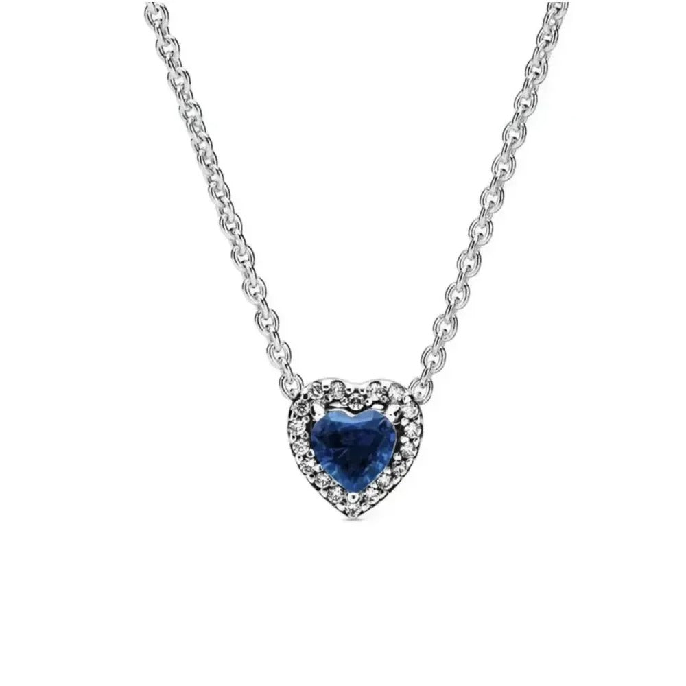 Colorful Heart Shaped Pendants Necklace Silver Elevated Heart Necklace Lover's Fine Jewelry Gift