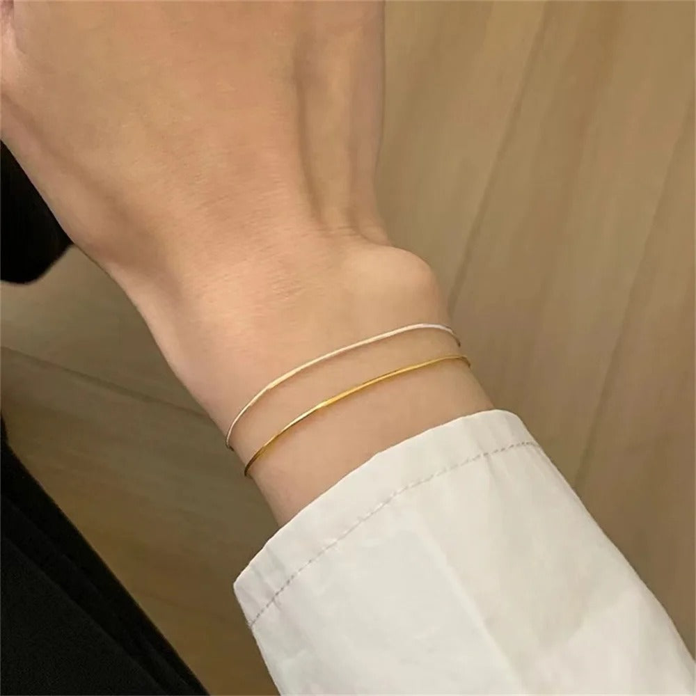 New Ultra-fine Stainless Steel Snake Chain Bracelet Gold Color Simple Bracelet For Women Jewelry Accessories