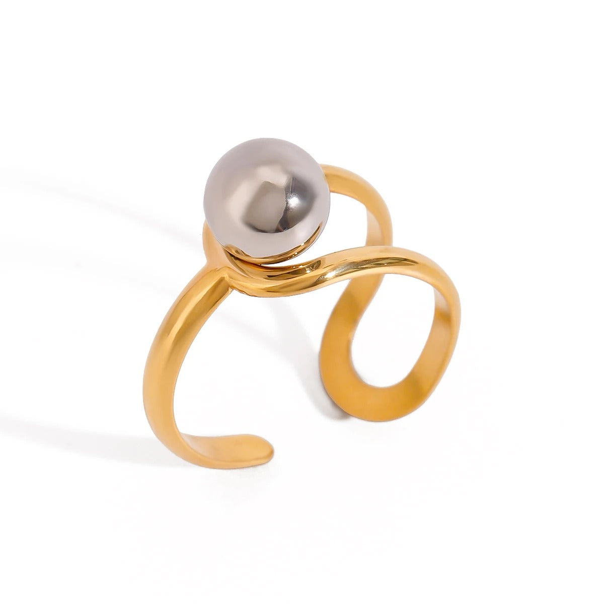 18K Gold Plated Hollow Ball Ring Minimalist Women’s Jewelry Gift