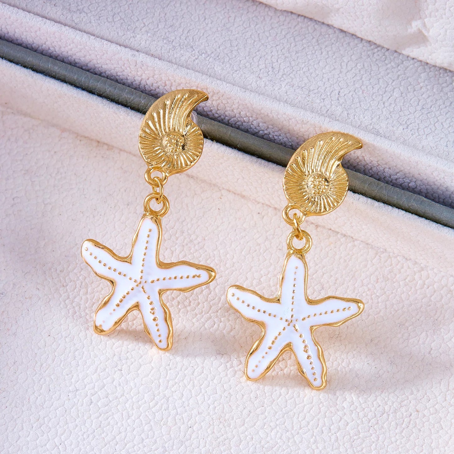 Women’s Starfish Earrings Metal Enamel Beach Party Jewelry Gift