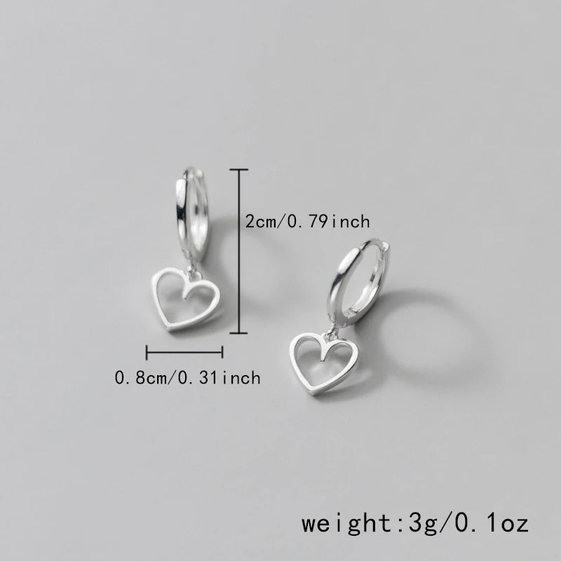 Small Hollow Heart Drop Earrings Red Tassel for Women