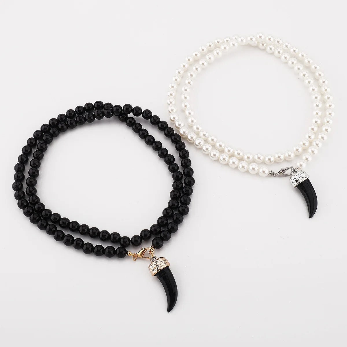 Vintage Women Jewelry Personality Horn Pendant High Quality Pearl Beaded Necklaces 2025 Trend Holiday Party Accessories