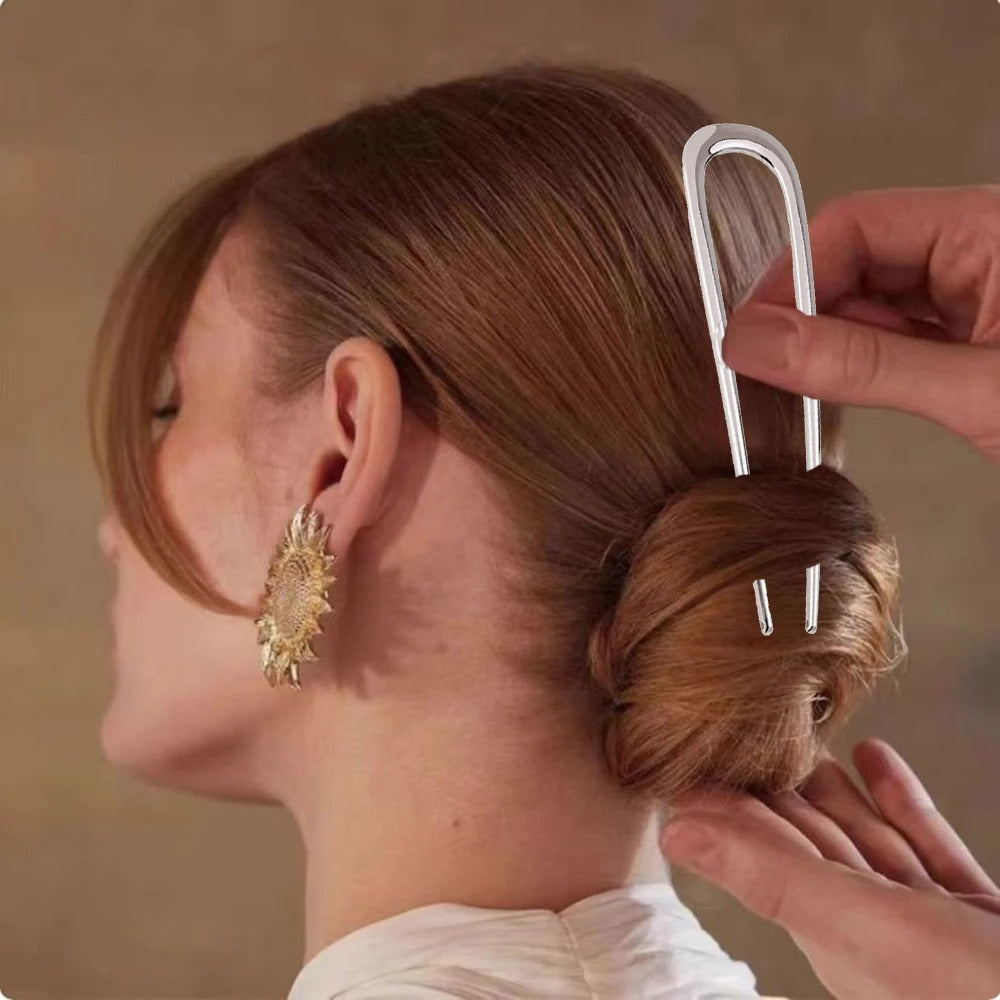 Elegant U-Shaped Metal Hairpin French Hair Stick Clip for Women’s Fashionable Hair Accessories ✨