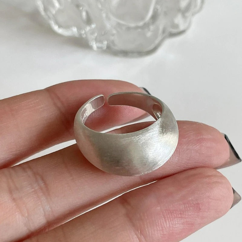 Silver Unique Oval Big Simple Ring For Women Jewelry Finger Adjustable Open Vintage Ring For Party Birthday Gift