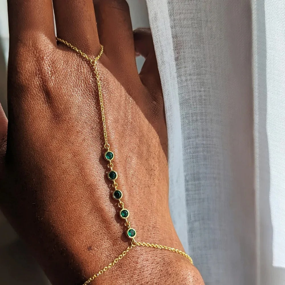 Trendy Stainless Steel Hand Chain Bracelet for Women Fashion Zircon Beads Link Ring Bracelet Waterproof Jewelry Wholesale