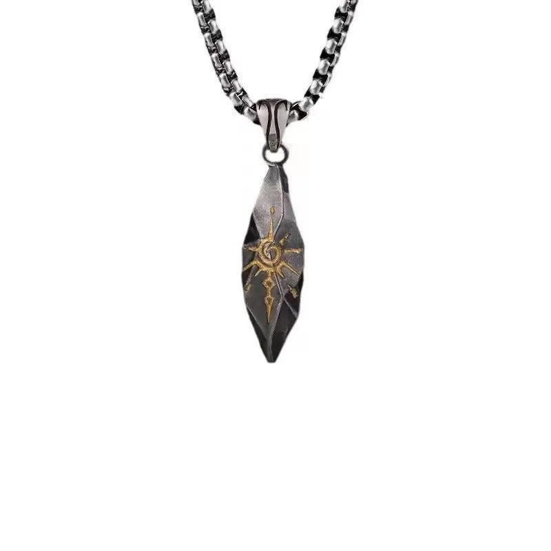 Retro Wishing Stone Men's Necklace Personalized Trendy Cool Meteorite Pendant Jewelry 2025