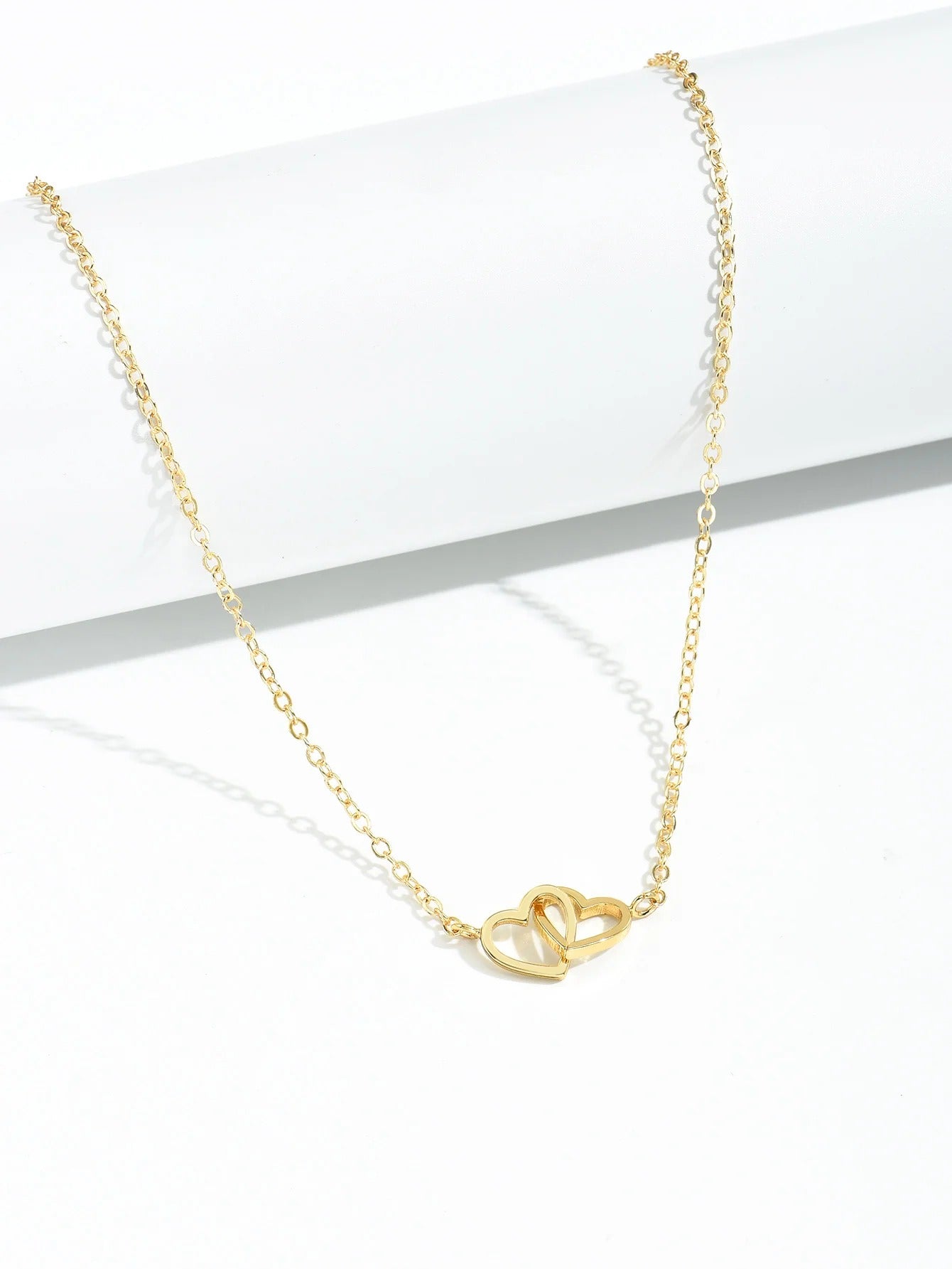 Tiny Double Hollow Heart Chain Necklace for Women Fashion Love Necklace Valentine's Day Jewelry