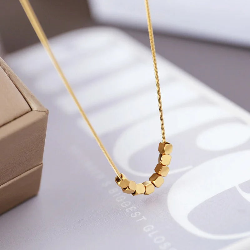 Simple Geometric Square Pendant Necklace Stainless Steel Women