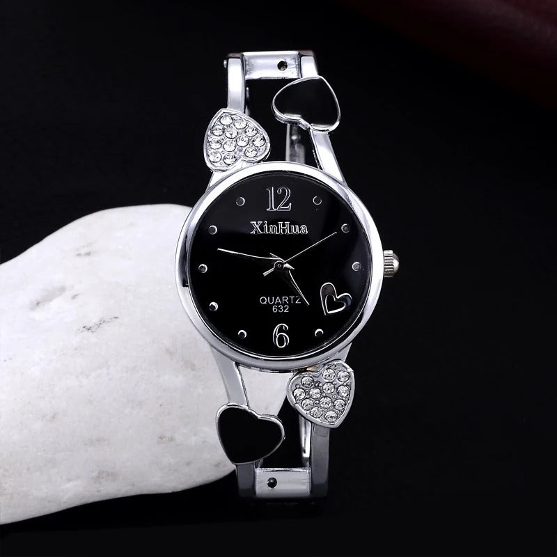 heart shaped bracelet watch women watches luxury rhinestone women's watches ladies watch steel clock zegarek damski reloj mujer