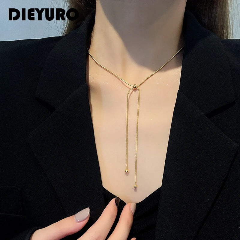 Stainless Steel Retro Creative Unique Design Adjustable Necklace Female Fashion Simple All-match Gold Clavicle Chain