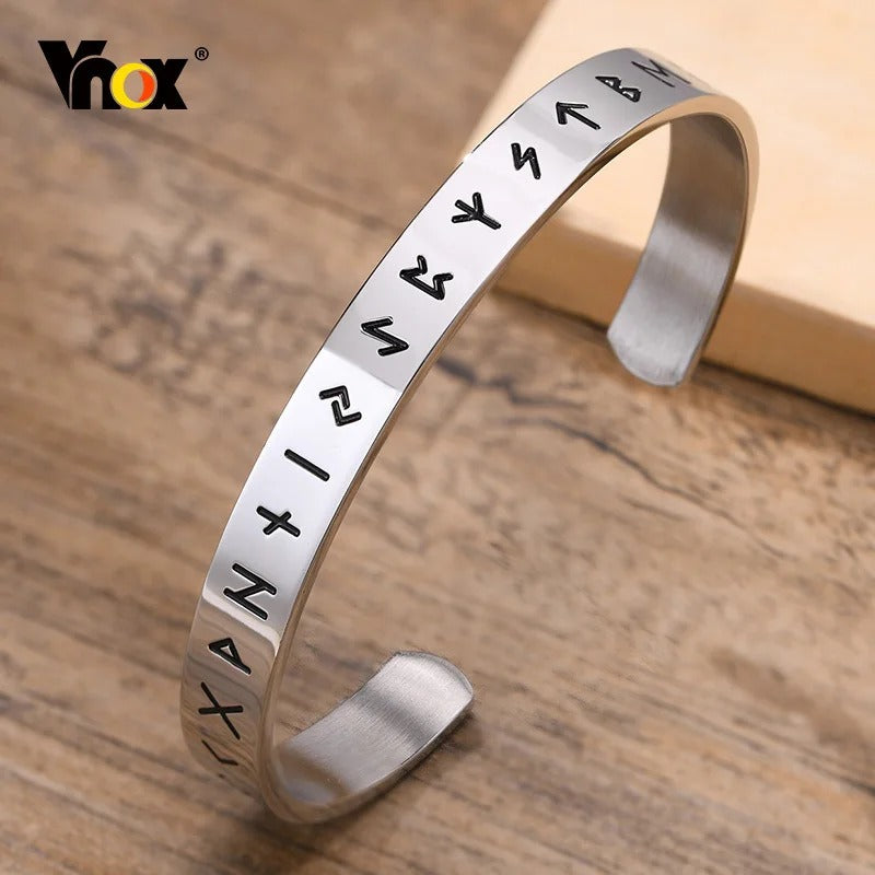 Viking Bracelets for Men Nordic Viking Rune Letters Amulet Cuff Bangle Vintage Punk Rock Boy Wristband