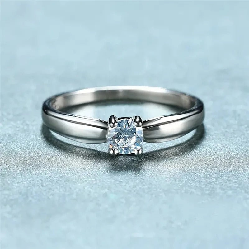 Single Round Cubic Zircon Rings for Women Engagement Wedding Band Accessories Simple Elegant Female Rings Fashion Jewelry