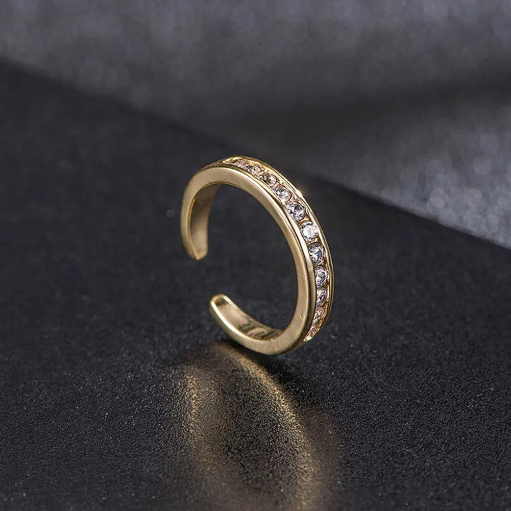 Simple Alloy Crystal Foot Ring Adjustable Opening Toe Ring for Women Girl Summer Beach Vacation Jewelry Finger Ring