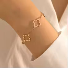 Fashion Elegant Hollowed Out Four-leaf Clover Bracelet Stainless Steel Adjustable Chain Bracelets Ladies Daily Jewelry