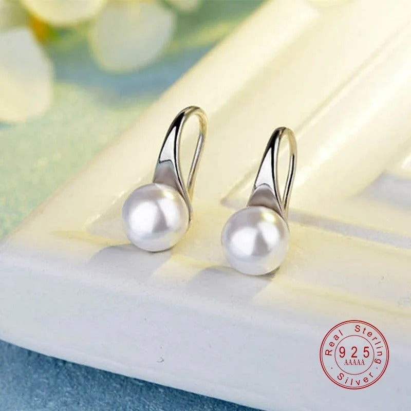 Elegant Freshwater Pearl Earrings – 925 Sterling Silver Needle Round Pearl Studs for Women, Classic Jewelry Gift
