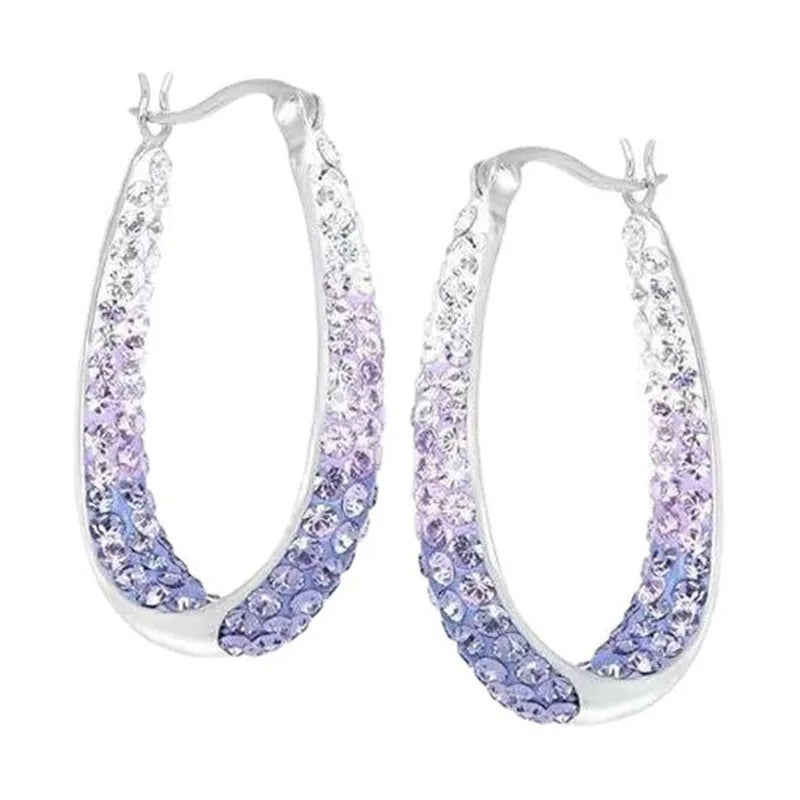 Big Round Circle Hoop Earrings Colorful Crystal Women Jewelry