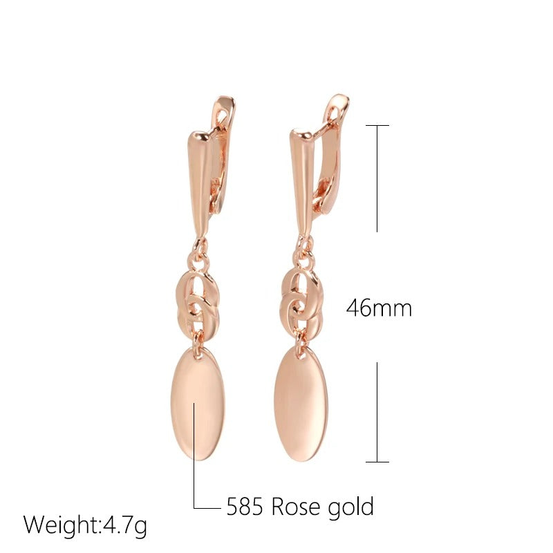 Glossy Rose Gold Geometry Dangle Earrings Women Fashion Jewelry