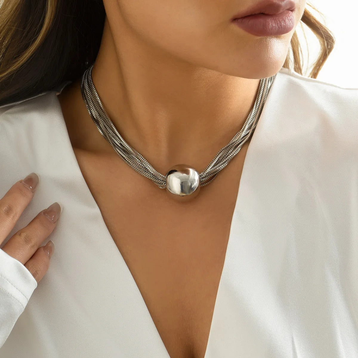 2025 Punk Style Gold Color Metal Multilayer Box Chain Clavicle Necklace Ladies Hip Hop Round Necklaces Men Fashion Girls Jewelry