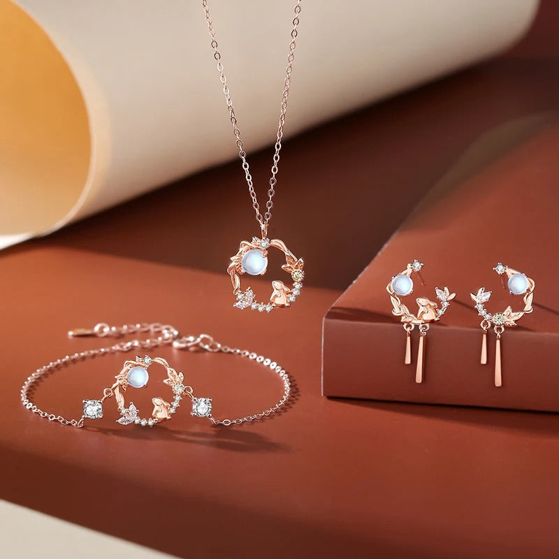 European S925 Sterling Silver Necklace AAA CZ Rabbit For Women Birthday Party Gift Jewelry