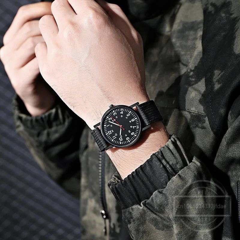 Simple Quartz Wrist Watch Round Dial Soft Wristband Lightweight Slim Nylon Luminous Men Quartz Wrist Watch Men Watch