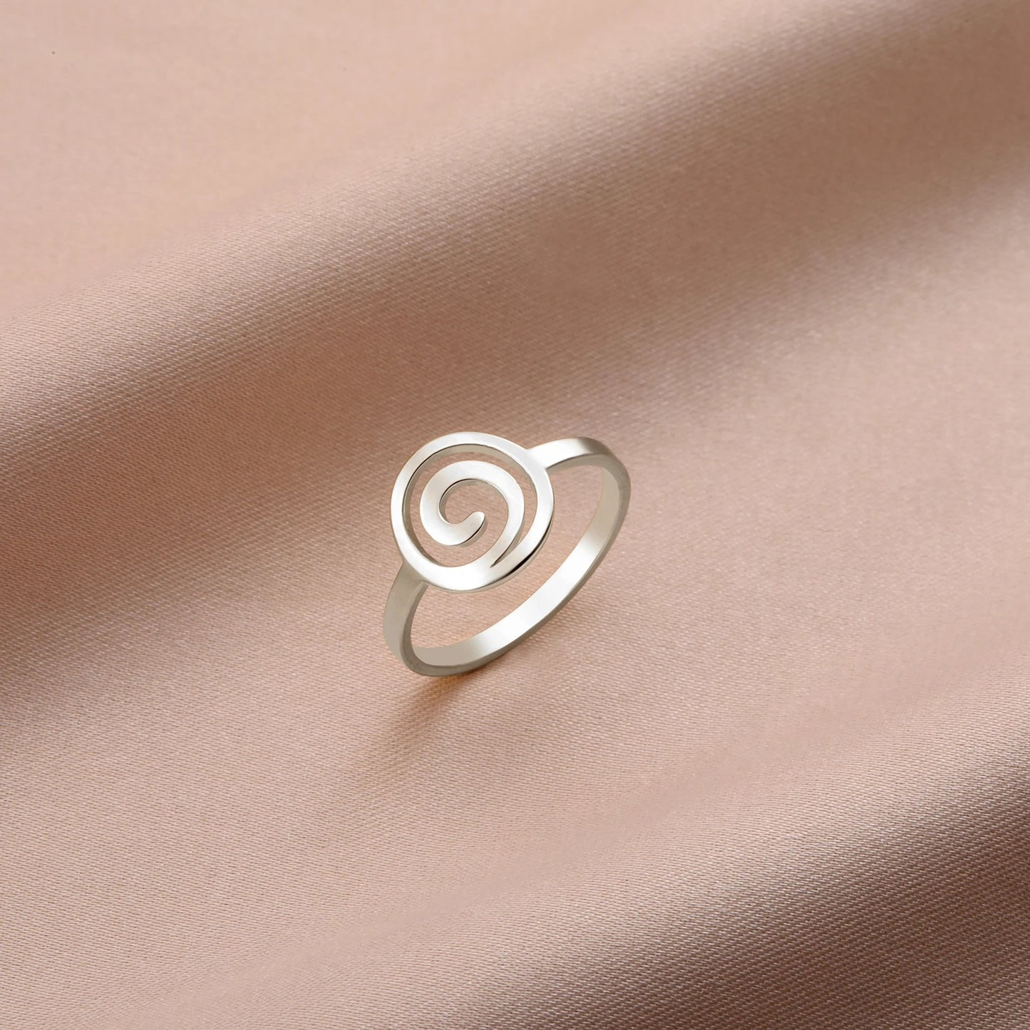 Skyrim Spiral Curl Ring Minimalist Stainless Steel Circle Design for Women’s Fashion & Birthday Jewelry Gift