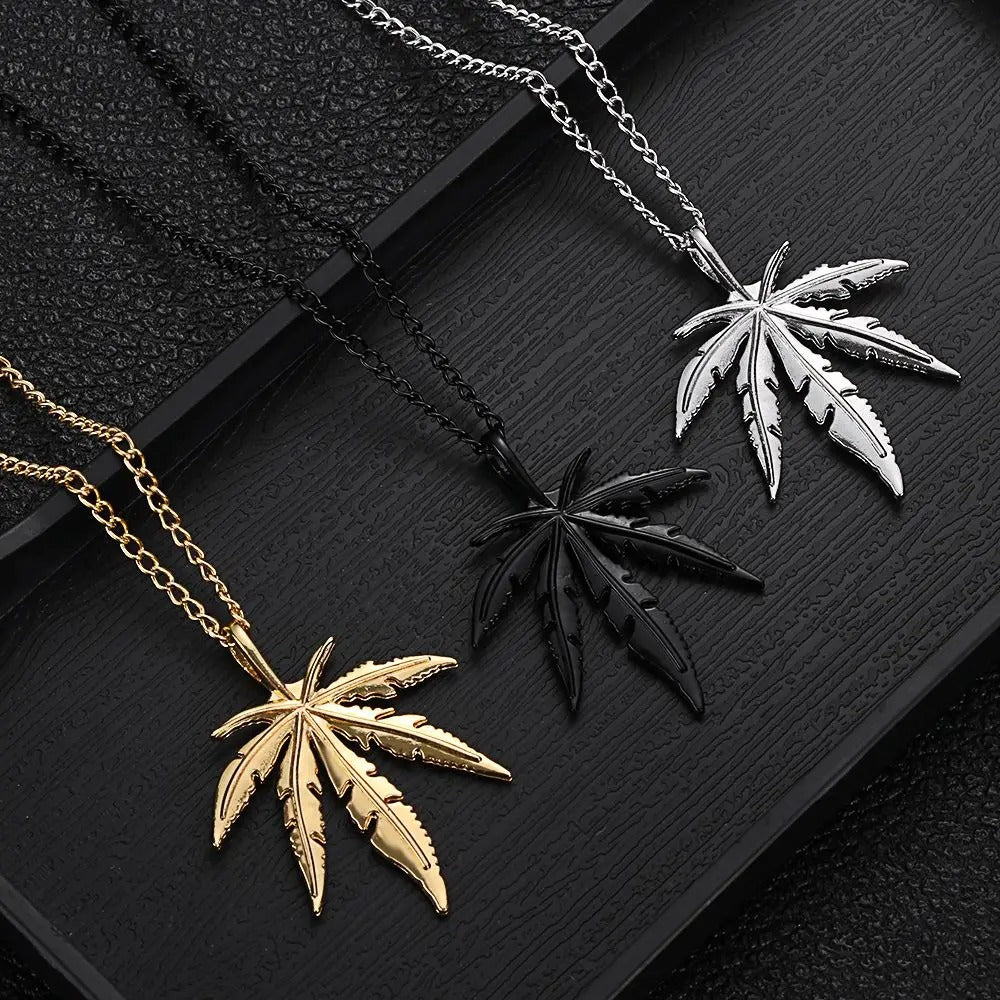 Maple Leaf Necklace Leaf Pendant Charm Chain Necklace Men Gift Jewelry Necklace Hip Hop Jewelry Gift