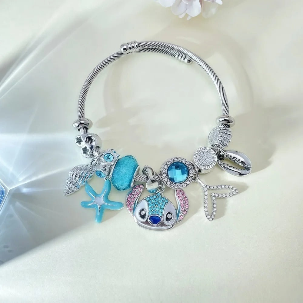 Cartoon Rhinestone Necklace And Bracelet Set Cute Fashion Jewelry for Women And Girls Ideal Gift for Fans Birthday