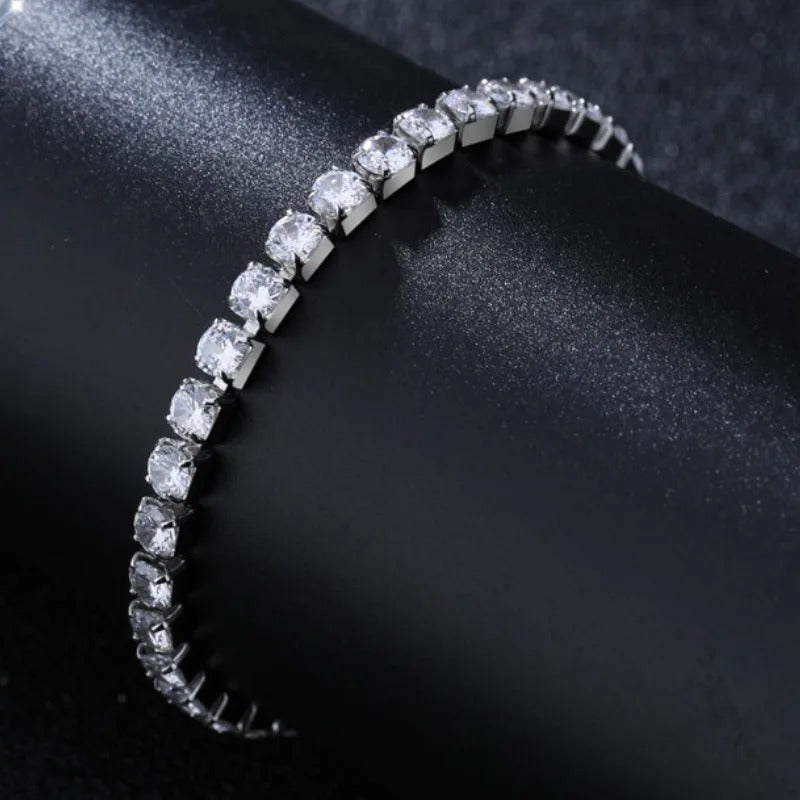 Luxury Hip hop Iced Out Cubic Zirconia Crystal Tennis Bracelets For Women Men Gold Color Silver Color Bracelet Chain Jewelry