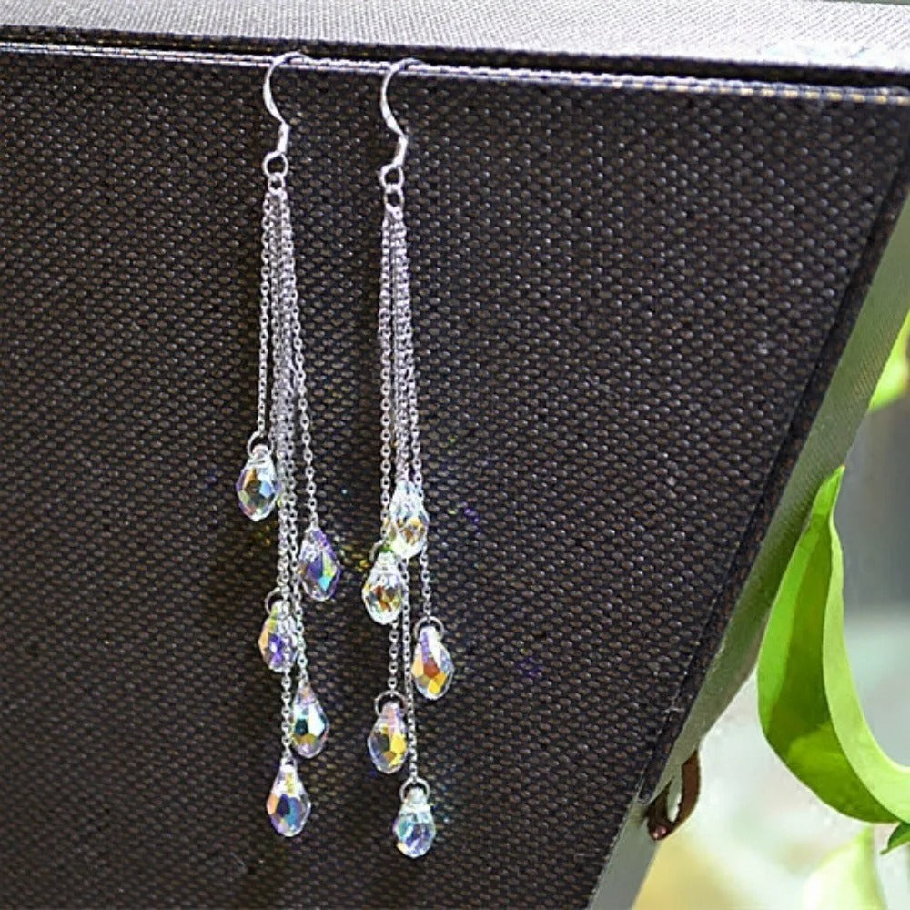 Stylish Crystal Threader Earrings Long Elegant Earrings for Women’s Daily Wear