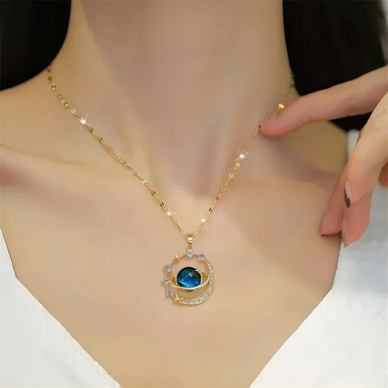 Delicate Starry Pendant Necklace for Women – Micro Inlaid Zircon Luxury Collares Jewelry Gift