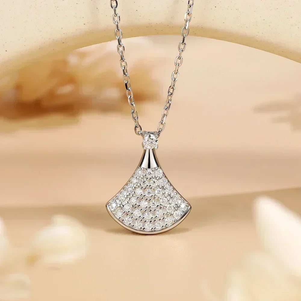 Moissanite Skirt Pendant Necklace for Women S925 Sterling Silver Diamond Chain Fine Jewelry Birthday Anniversary Gift